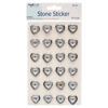 ANGELS CRAFT STONE STICKER 24 CT HEART SILVER