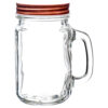 GLASS MASON JAR HANDLE W/ ROSE LID 15.2Z