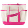 BAG TOTE CANVAS NATURAL & PINK W/STRAP 16X12X3.5 IN