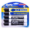 EXPO CHISEL TIP BLACK MARKER 4+1