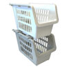 NUVALU PLASTIC SLIDING STORAGE BASKET STACKABLE GRAY & WHITE #1