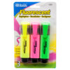 BAZIC HIGHLIGHTER FLUORESCENT W/POCKET CLIP 3 CT ASST COLOR