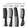 HAIR BRUSH 4PC SET BLACK