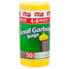 SMALL GARBAGE BAG 50CT 4-6GAL YELLOW CLR