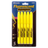 MARKER HIGHLIGHTER 5PC YELLOW CLR #2300 #BAZIC