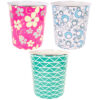 WASTEBASKET 9″ RD W/ FLOWER PRINT SOLID DSGN