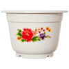 PLANTER RD 11.5″X8.5″ WHITE W/FLOWER PRINT