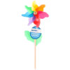 NUVALU GARDEN DECO PINWHEEL WINDMILL RAINBOW W/WOOD HANDLE