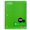 NOTEBOOK 150CT 5-SUBJECT WIDE RULE #BAZIC