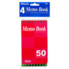 MEMO BOOK 3″ X 5″ 50 SHEET 4PK ASSORTED COLOR