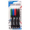 MARKER PERMANENT 5PC ASST COLOR #BAZIC