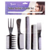 NUVALU HAIR COMB SET 5PC SET W/BLACK COLOR