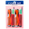 NUVALU COMB SET 12PC PLASTIC BRIGHT COLOR W/BLISTER