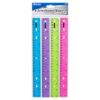 RULER 4PC PLASTIC TRANSPARENT ASST #BAZIC