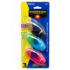 PENCIL SHARPENER 3PC OVAL SHAPE W/RECEPTACLE ASST COLOR #BAZIC